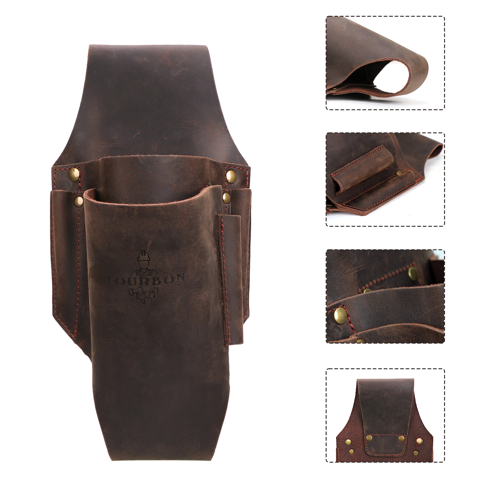 TOURBON Leather Logging Belt Kits Felling Tools Carry Suspenders Adjustable Gift