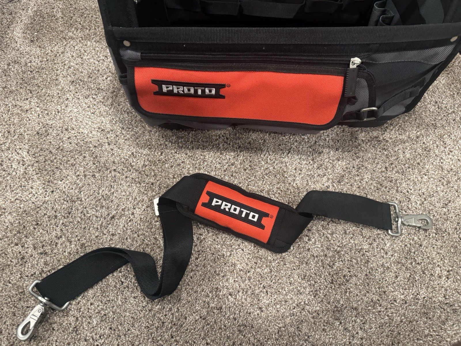 PROTO J120TB 10 Pocket Industrial Open Tote Tool Bag Grey/ Red – Brand New