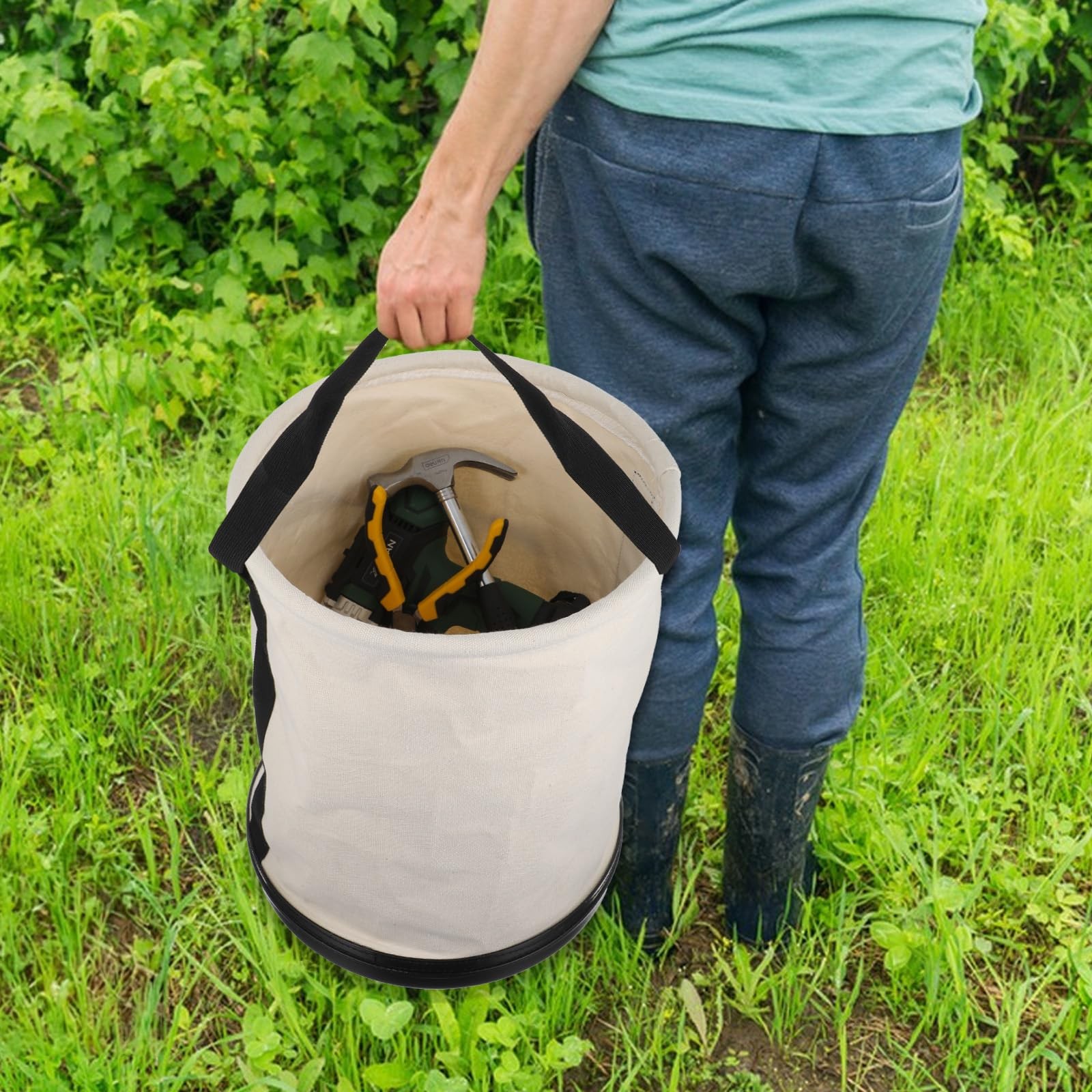 Utility Canvas Bucket 15″ x 12″ All Purpose Truck Tool Bucket Bag Organizer w…
