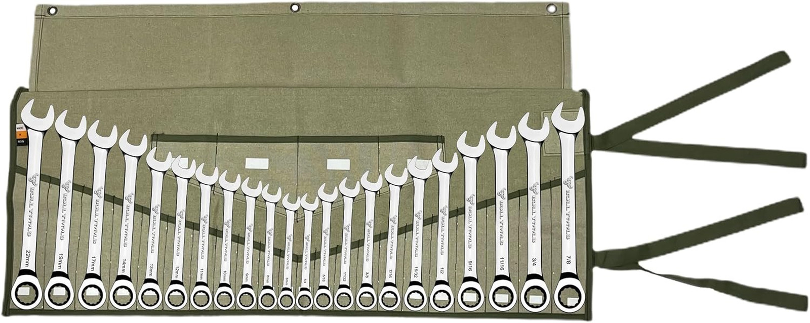 Wrench Roll, 26 Pocket Tool Pouch, Metric SAE Cotton Canvas Bag Organizer | Roll