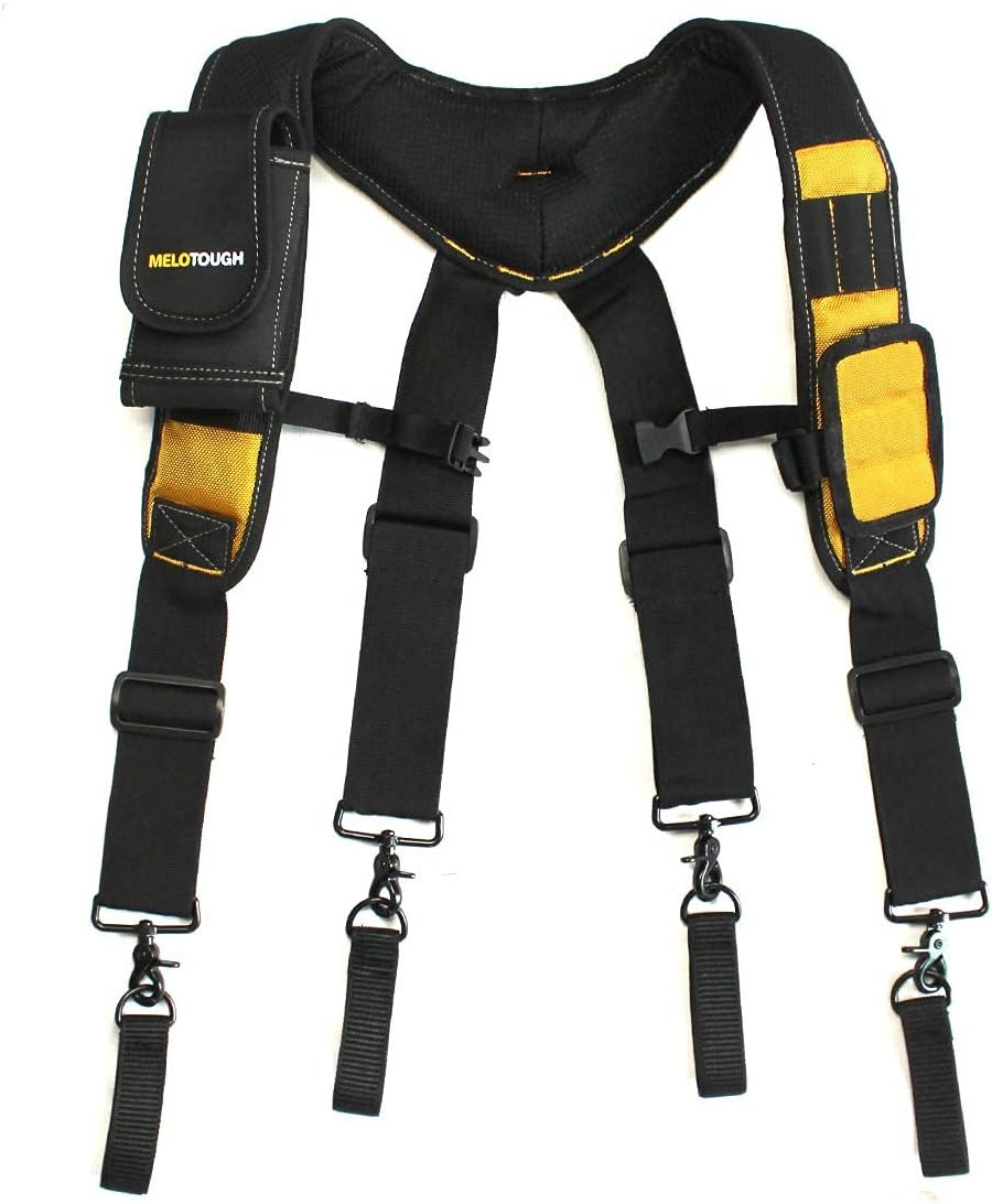 Magnetic Tool Belt Suspenders with Magnetic Wristband for Work Belt Padded Suspe