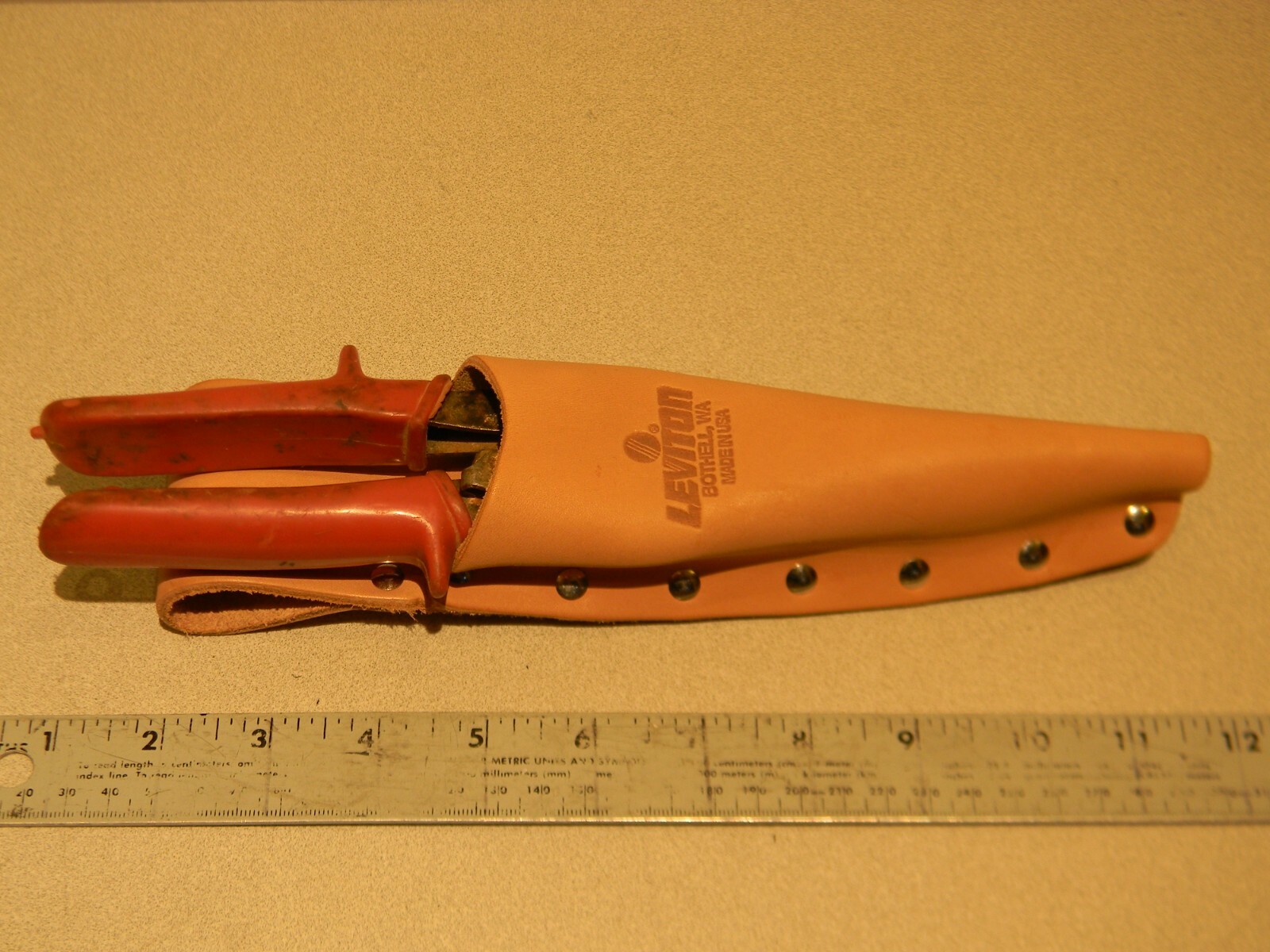 Leviton Top Grain Leather Nines Pliers Tool Holder Holster 7″ Pouch Made in USA