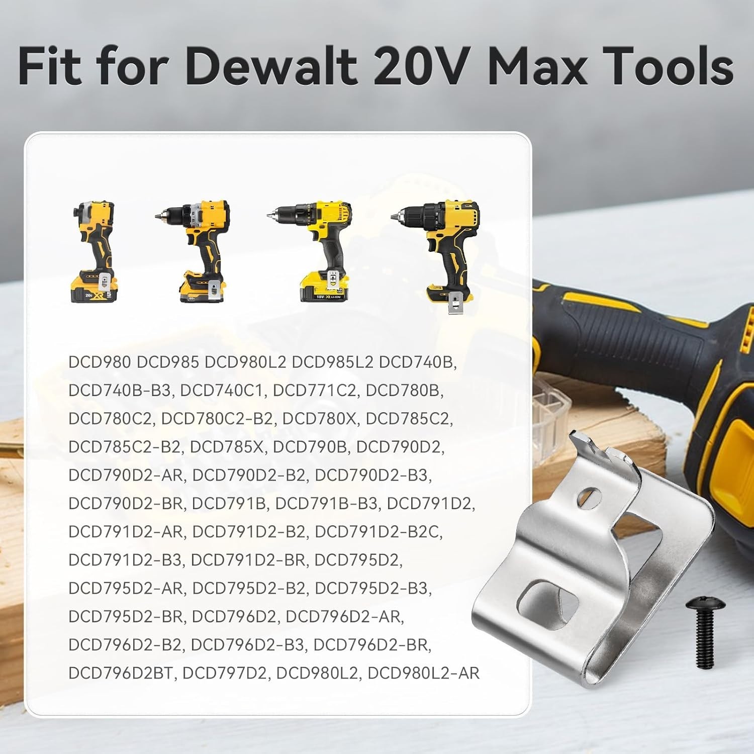 4 Stainless Steel Drill Clips for Dewalt – Easy Hook Installation with Screws