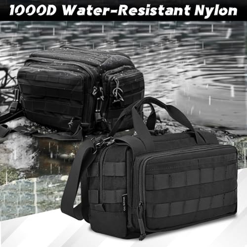 12″ Water-Resistant Tactical Tool Bag, Durable Handle & Shoulder Strap, Black
