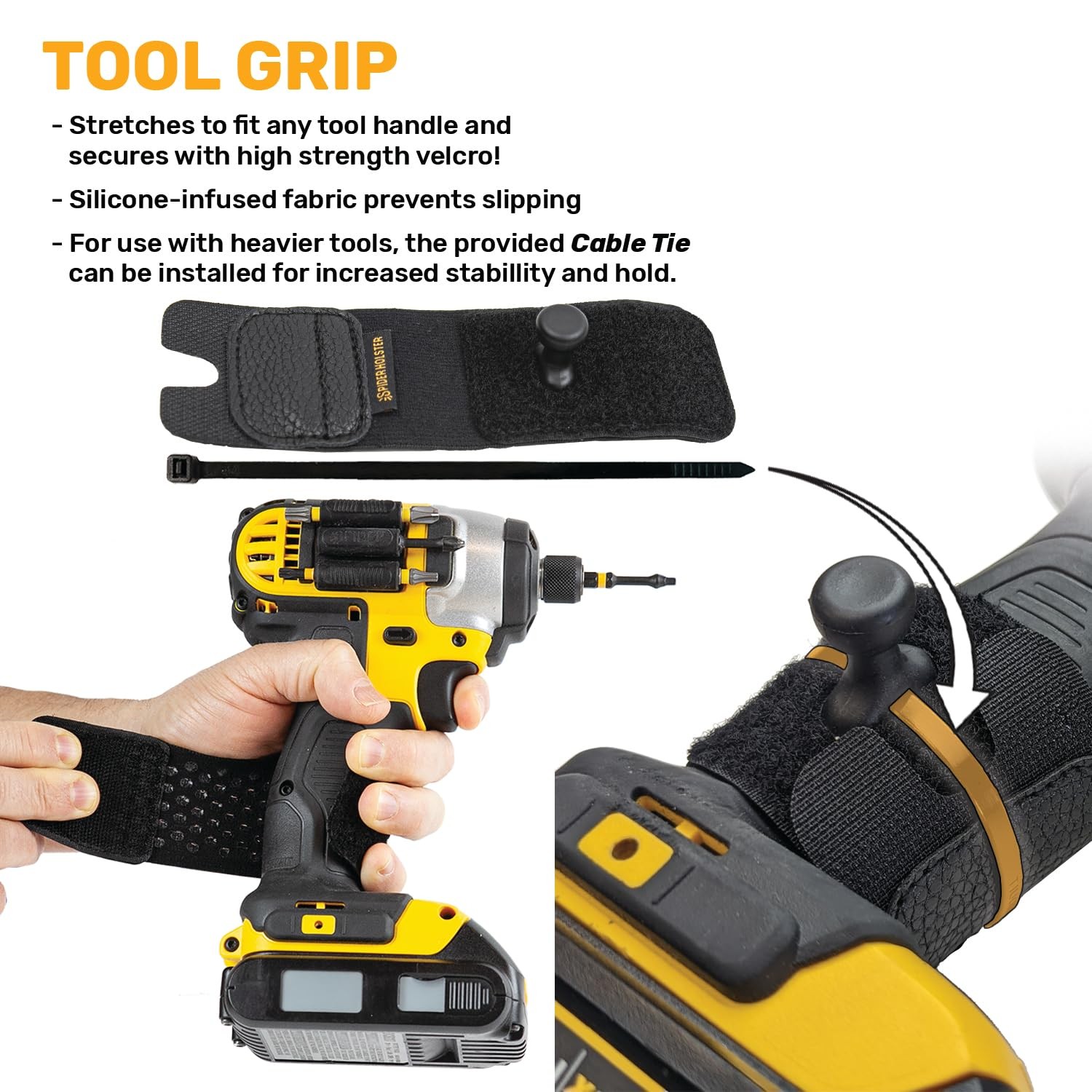 Tool Holster – Dual Tool Kit – Adhesive BitGrippers + Self Locking, Quick Dra…