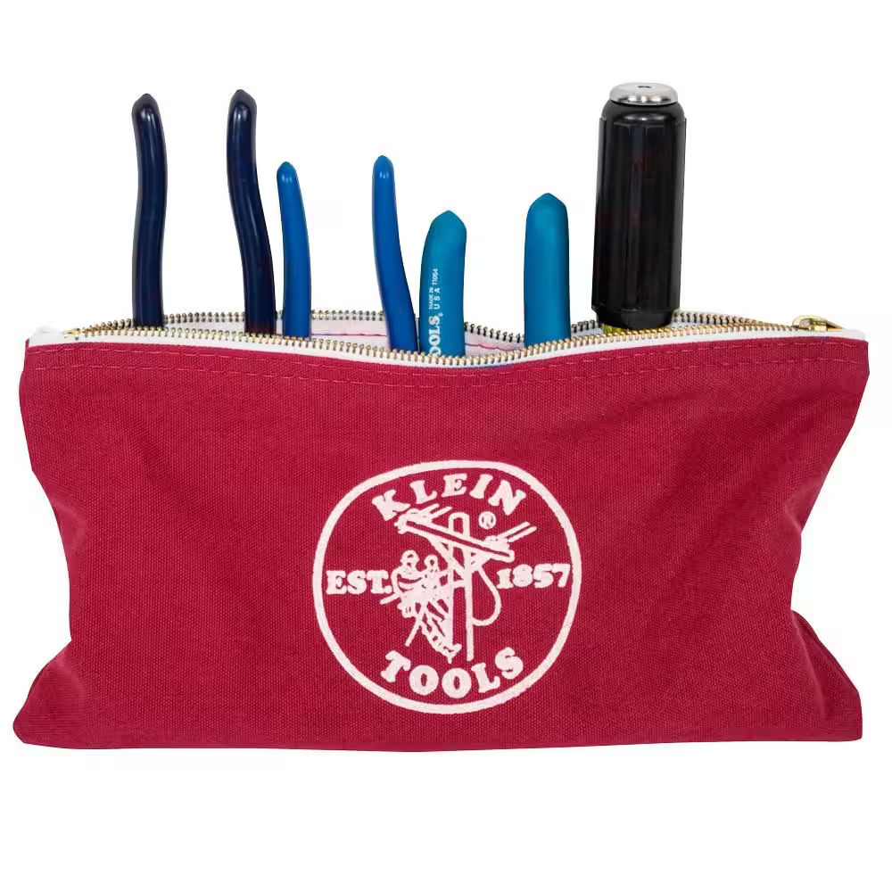 Zipper Bags, Canvas Tool Pouches Brown/Black/Gray/Red, 4-Pack