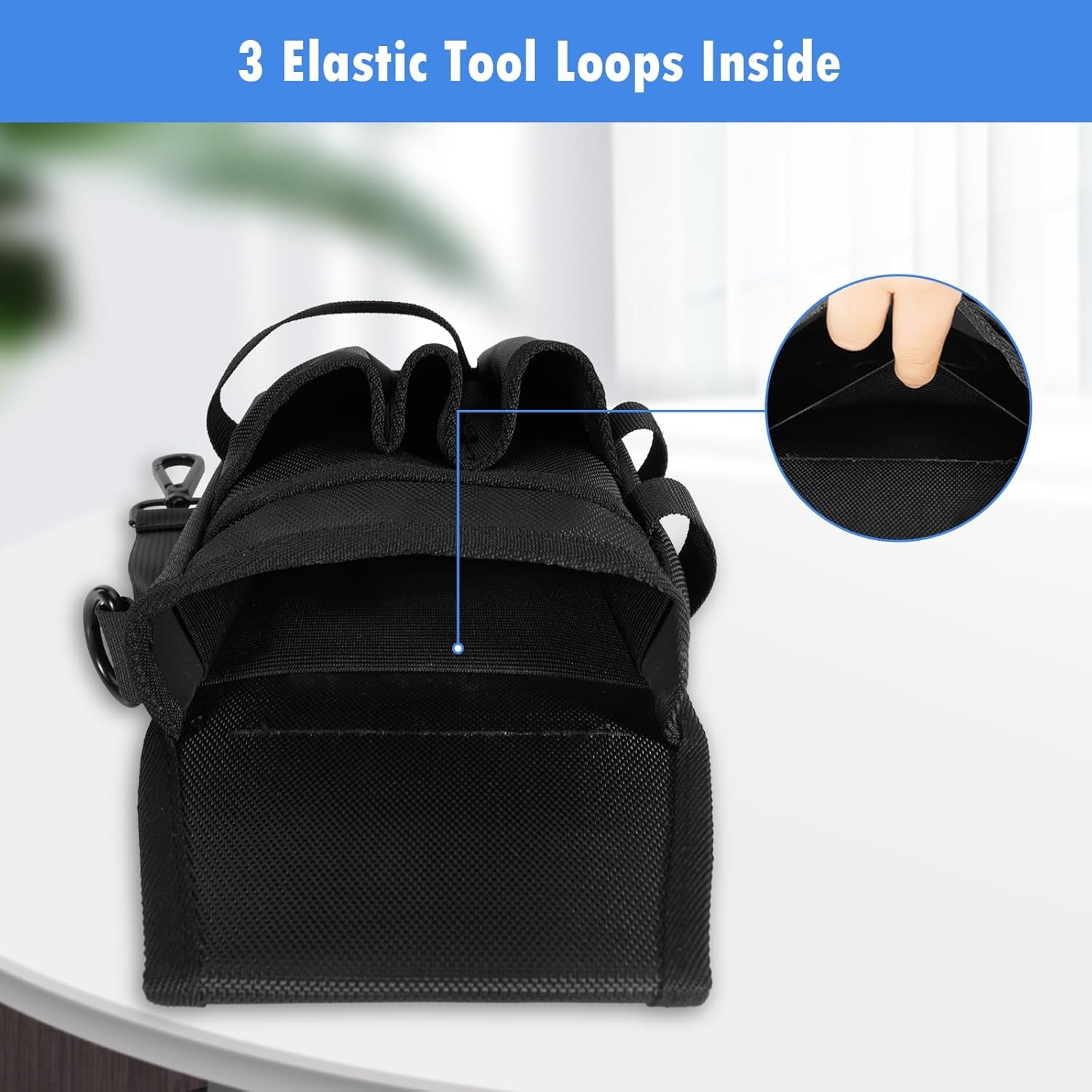 5-Pockets Tool Pouch Organization, Heavy-Duty Electrician Tool Pouches-Black