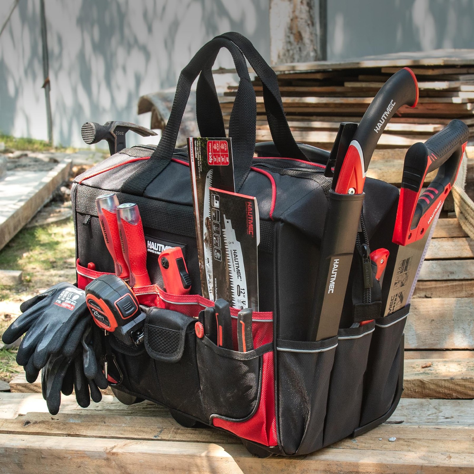 HAUTMEC 18″ Rolling Tool Bag with Wheels, Heavy-Duty 18 inch, 18-Inch | Black