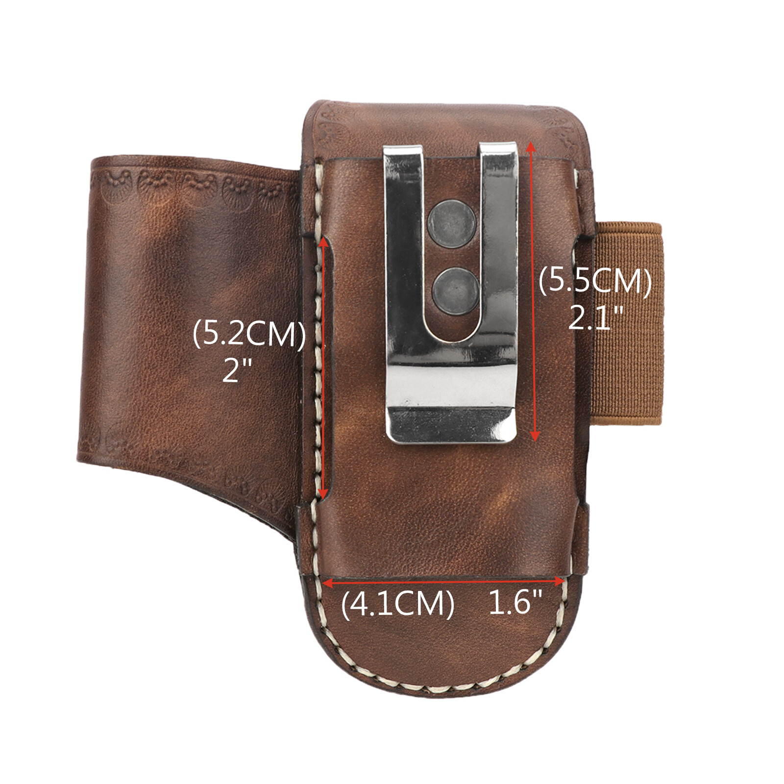 TOURBON Leather Folding Knife Sheath Belt Holster Pouch Multitools EDC Hold Case