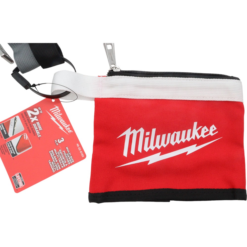 Milwaukee 48-22-8183 3PC Multi-Size Zipper Tool Pouches (6″, 8″ & 14″)