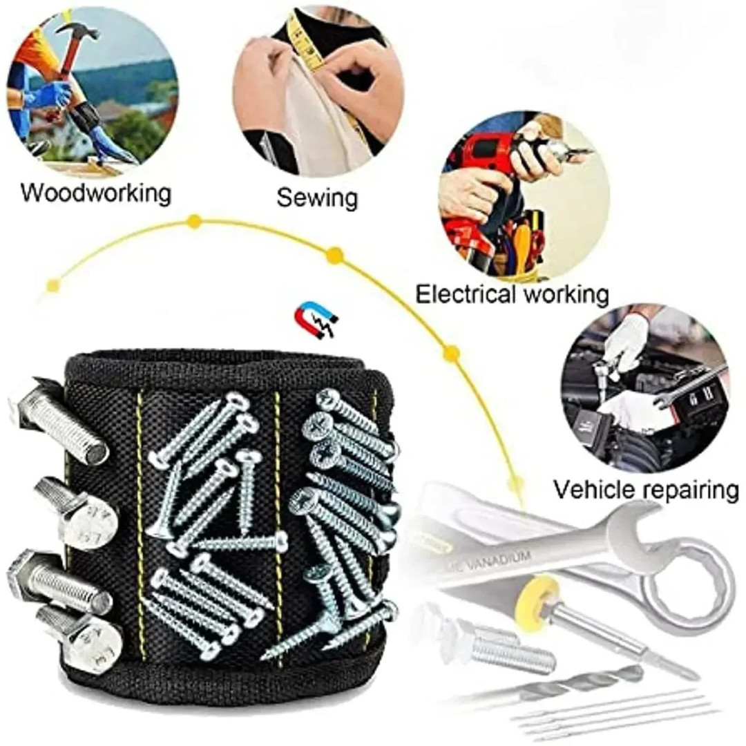 Magnetic Wristband Tool Belt with 15 Strong Magnets for Holder Holding Screws