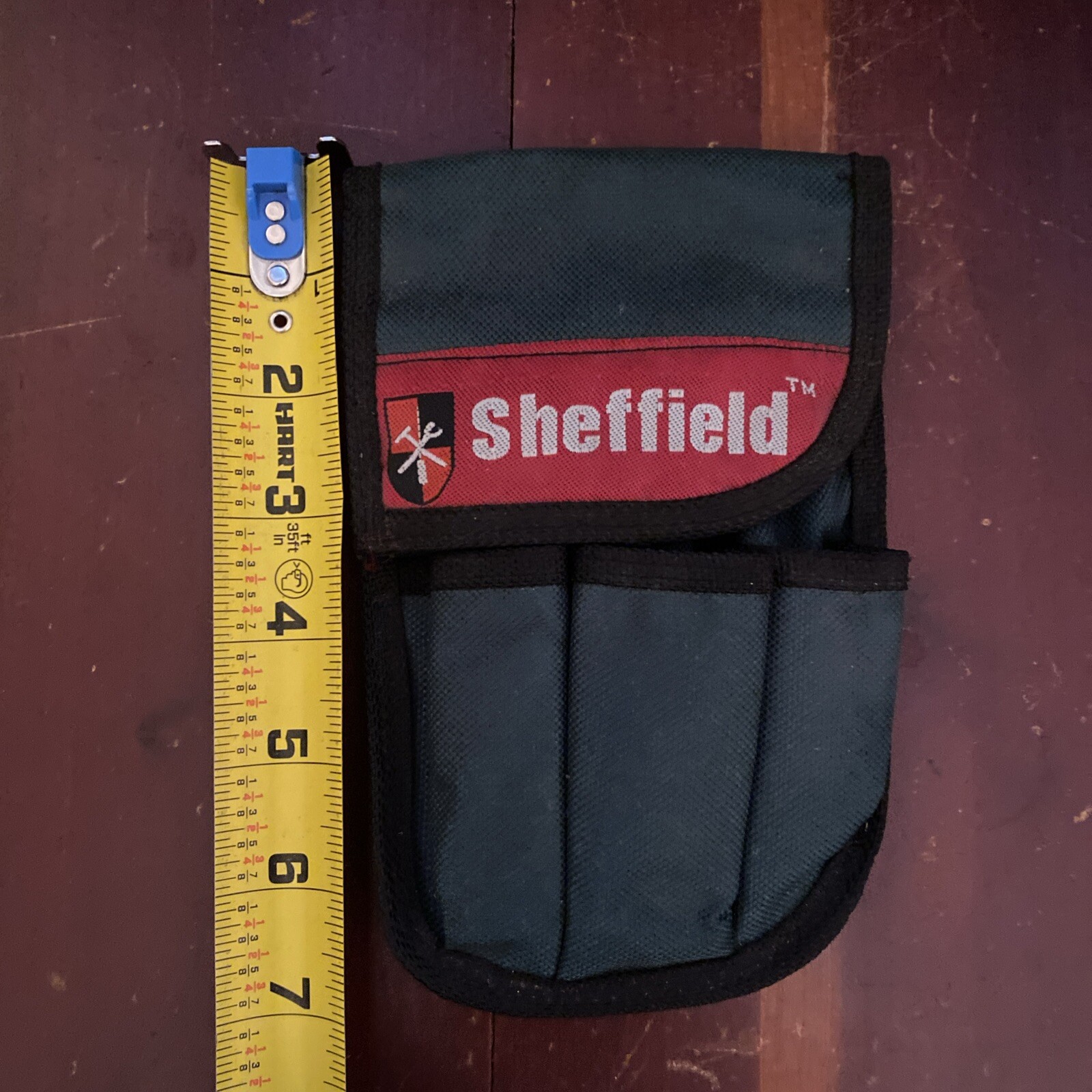 Sheffield Brand Utility Tool Belt Pouch 6 Pockets Green Red