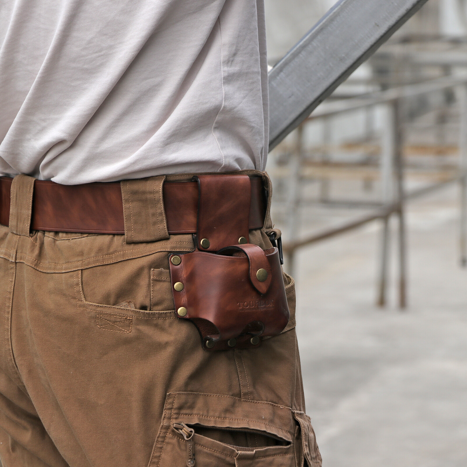 TOURBON Leather 10M Tape Measuring Hanger Holder Tool Belt Carry Pouch Holster