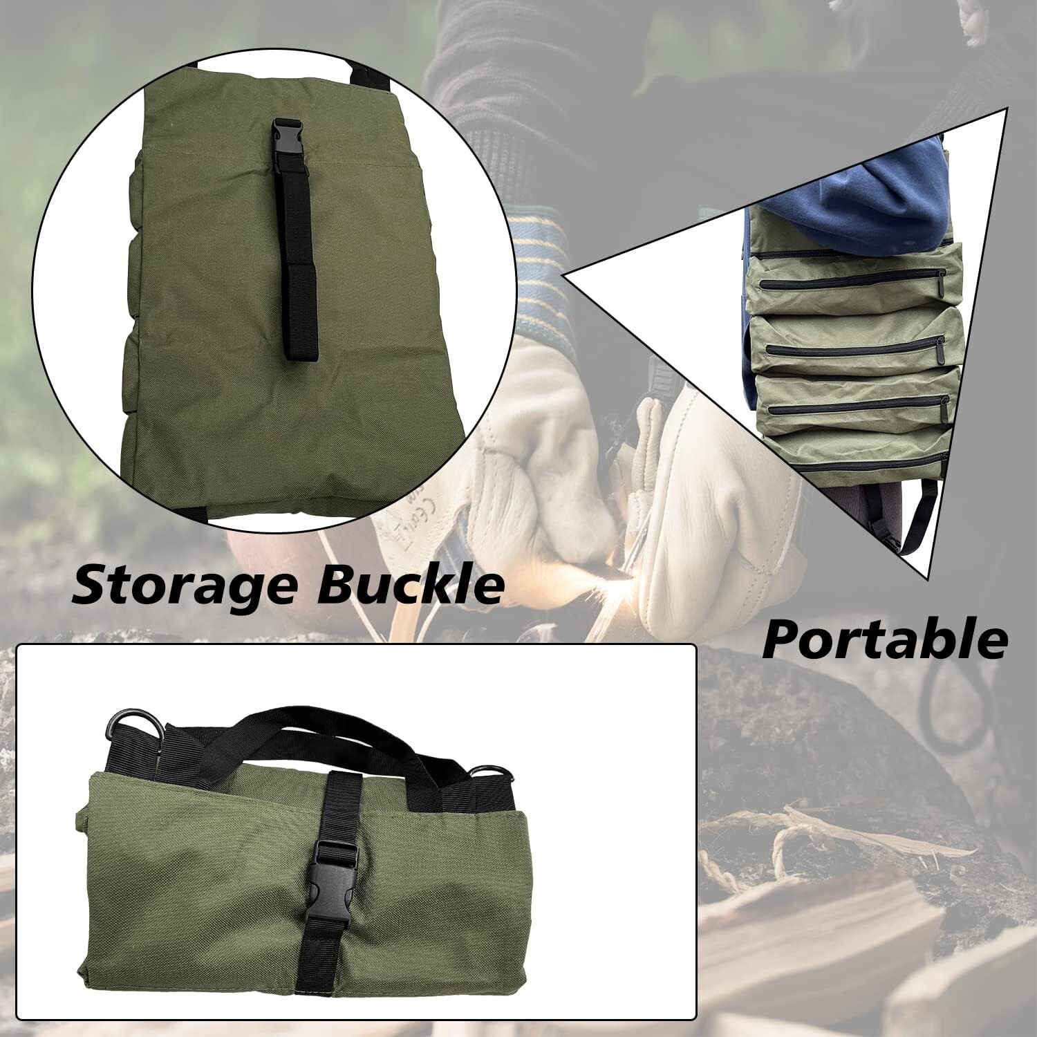 Roll Up Tool Bag,Wrench Roll Up Pouch 18.9″L x 11.02″W x 0.1″H