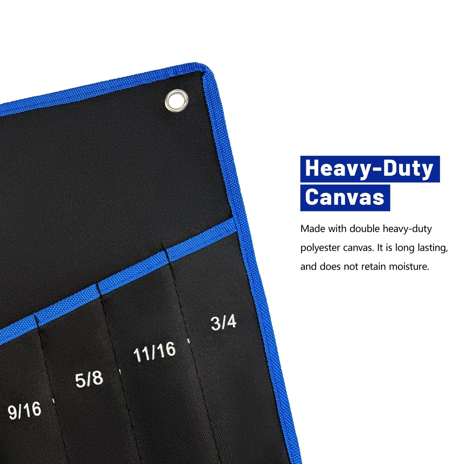 THAIYUANG 2-Pieces Tool Bag 12pockets metric+13pockets SAE, Black and Blue