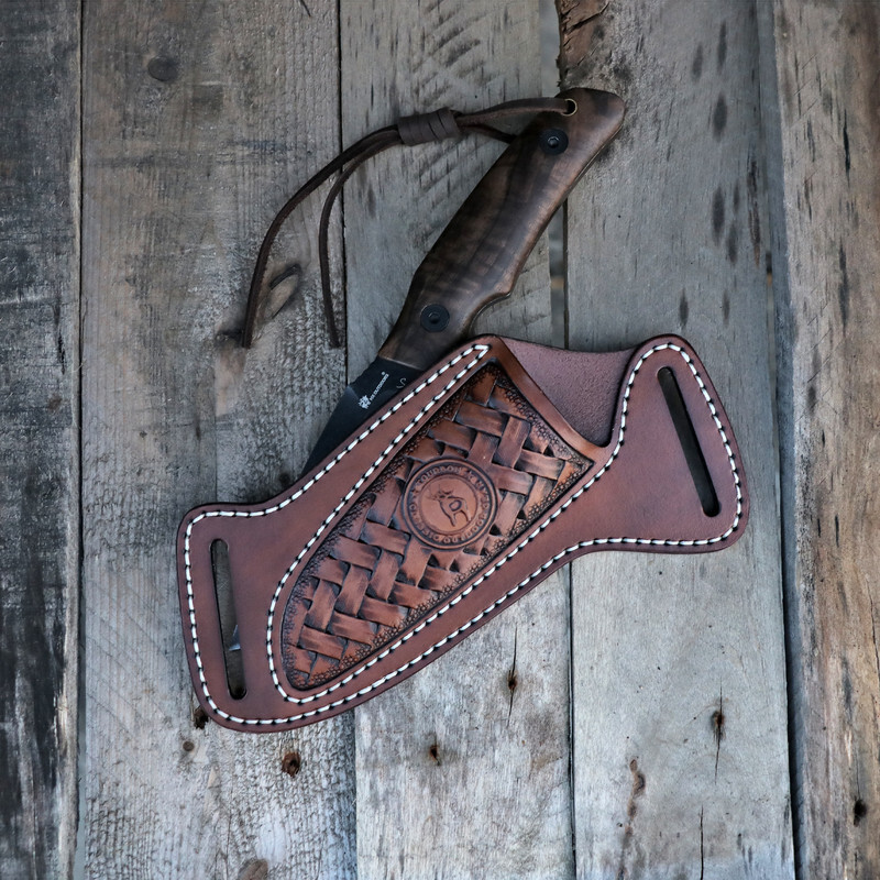 TOURBON Slanted Pancake Knife Sheath Fixed Blade Belt Holster Hunting Camping
