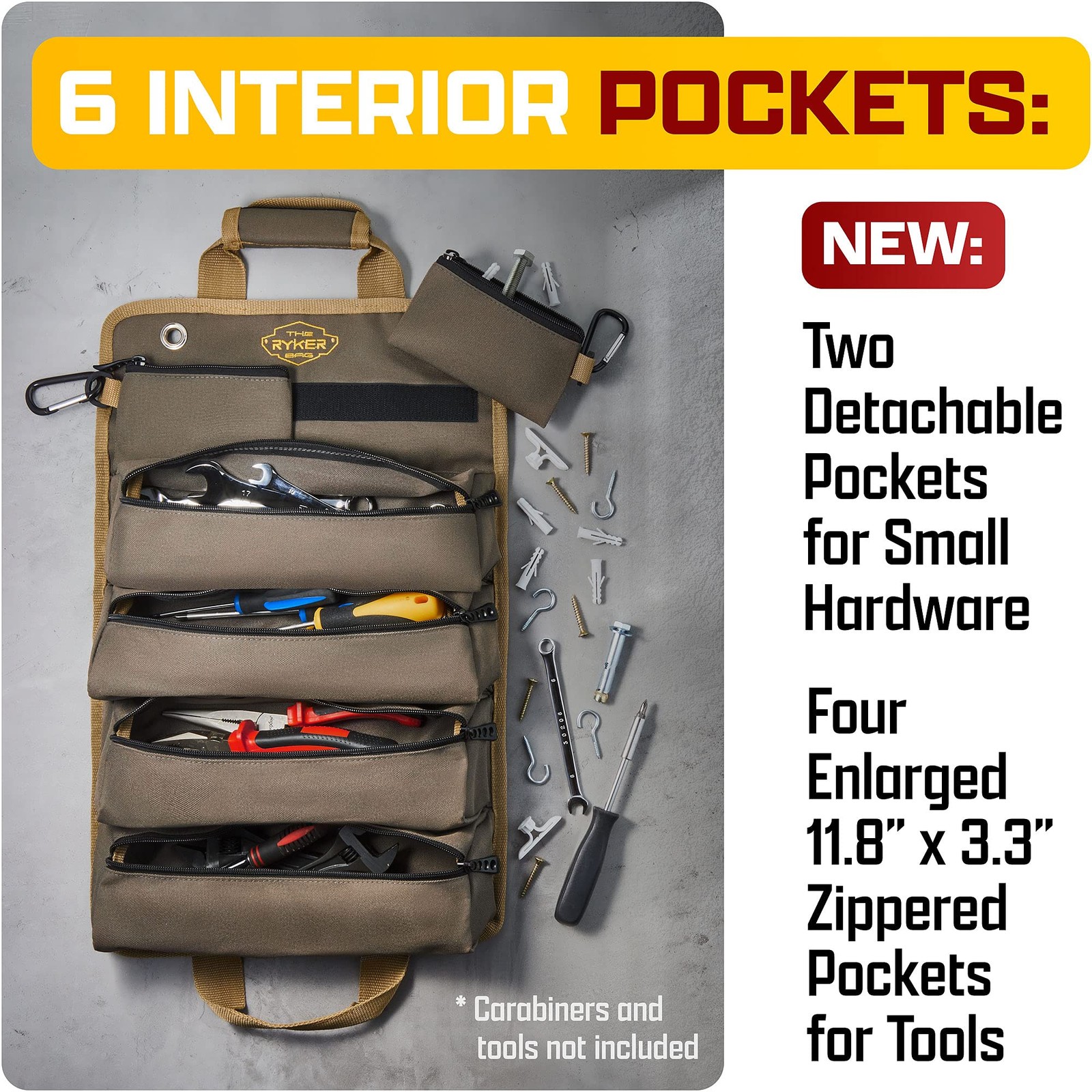 The Ryker Roll Up Tool Bag Organizer Gifts for Dad. Heavy Duty Motorcycle Tool