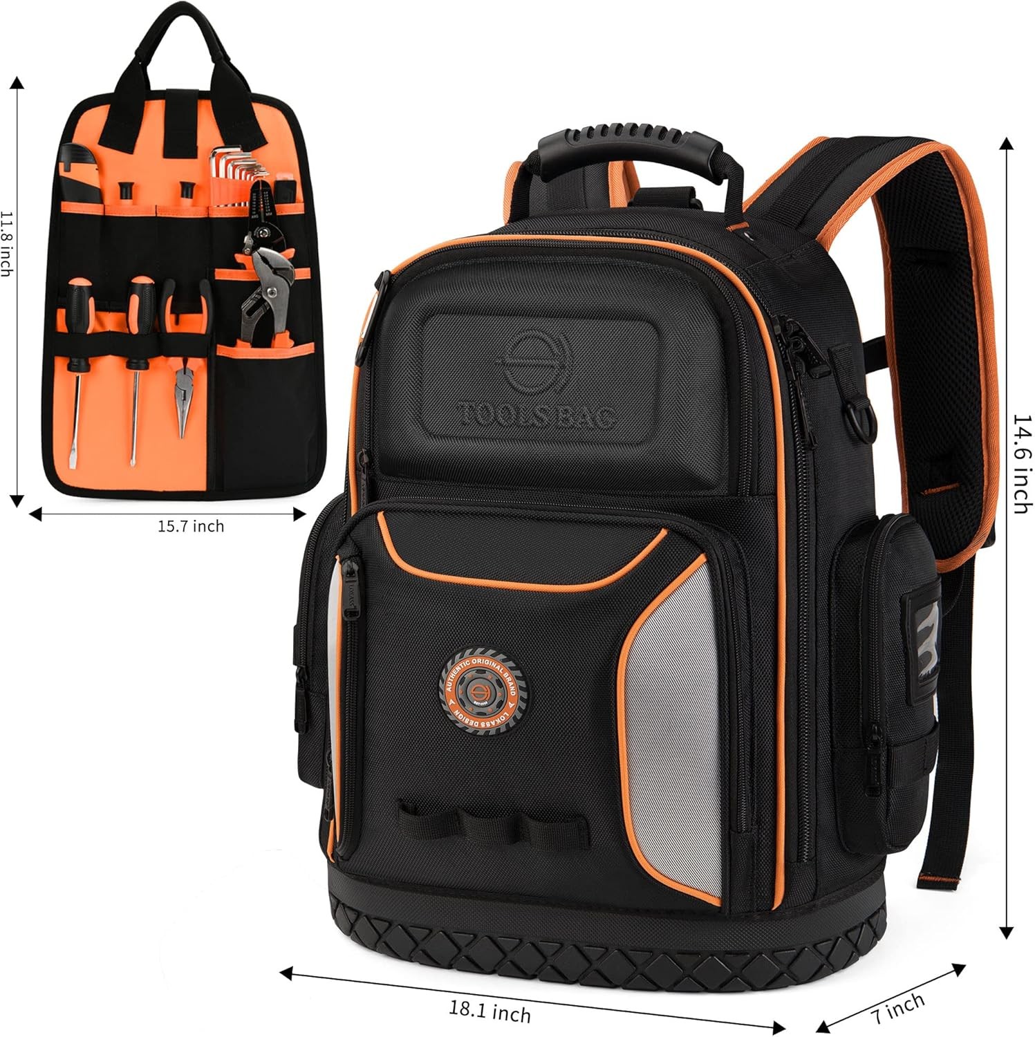 Tool Bag Backpack, 75 Pockets & Loops Heavy Duty Tools Organizer Bags/HVAC Tool