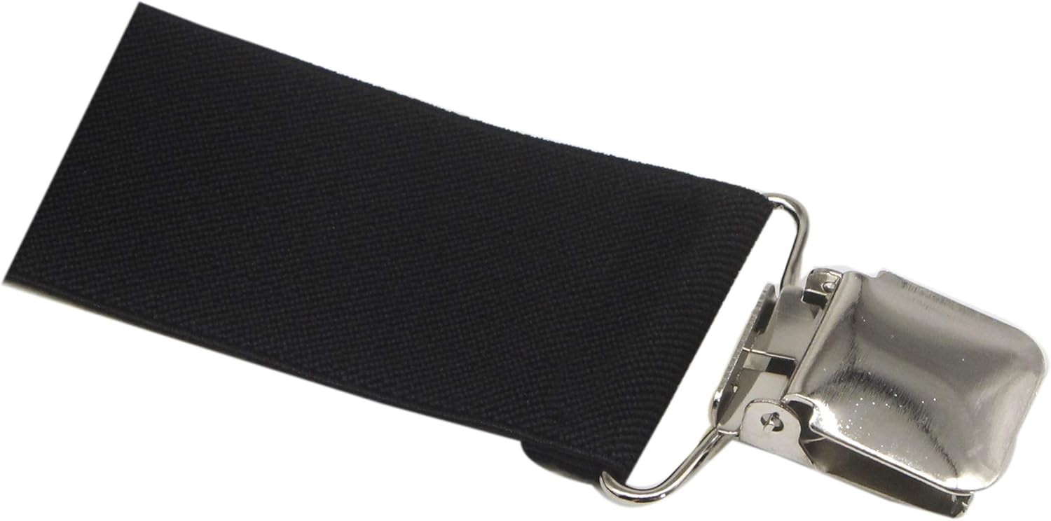 Men’s Suspenders X Back 2 Inches Wide with Extra Heavy Clips Adjustable Black