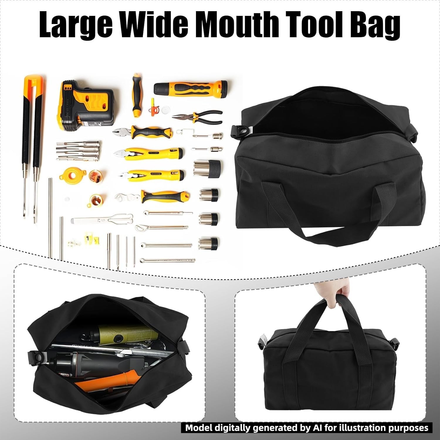 16 Inch Tools Bag, Tool Organizer Tote Bag with Oxford Fabric 16 Inch, Black