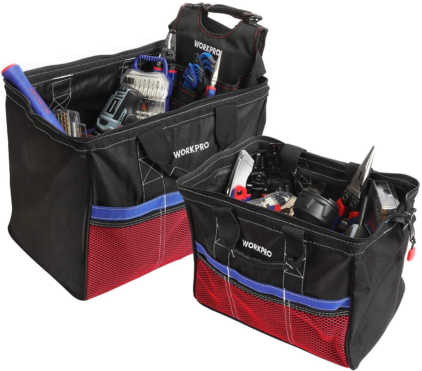 WORKPRO 18 inch Tool Bag Wide Mouth/2PC-13”&18” Tool Bags Heavy Duty Storage