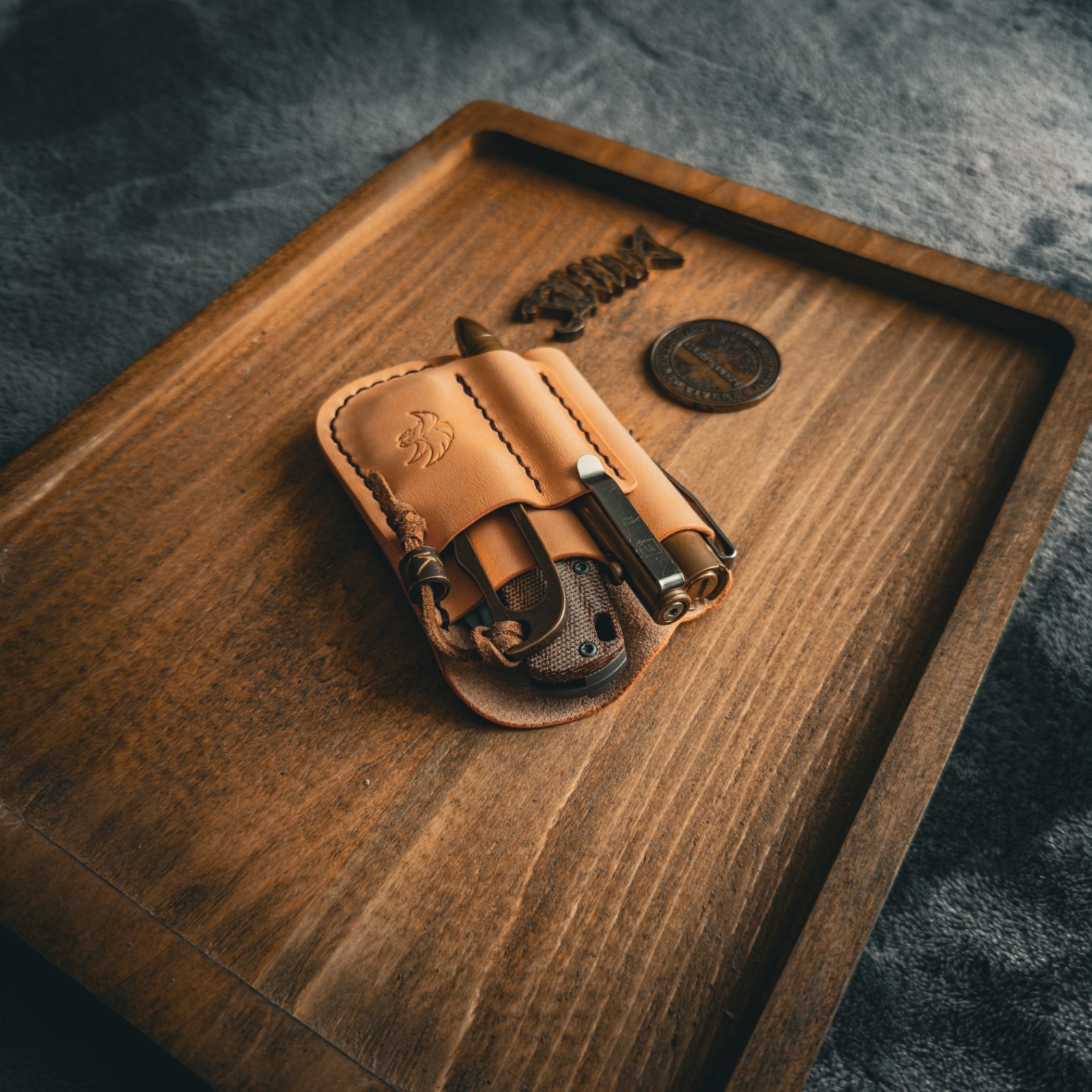 Handmade Natural Leather Edc Pocket Organizer, Leather Edc Pouch