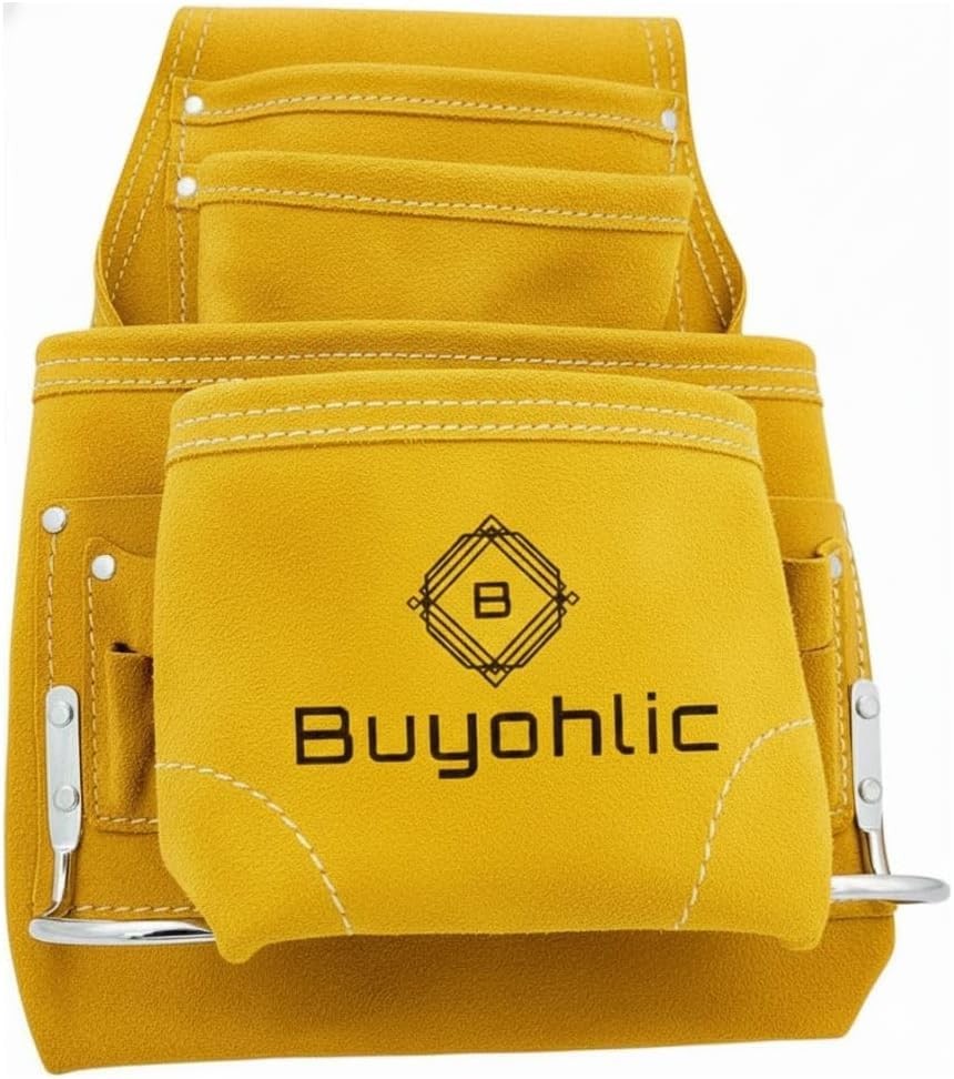 10Pocket Dark Tan HeavyDuty Suede Leather Carpenters Tool Nail Bag Pouch
