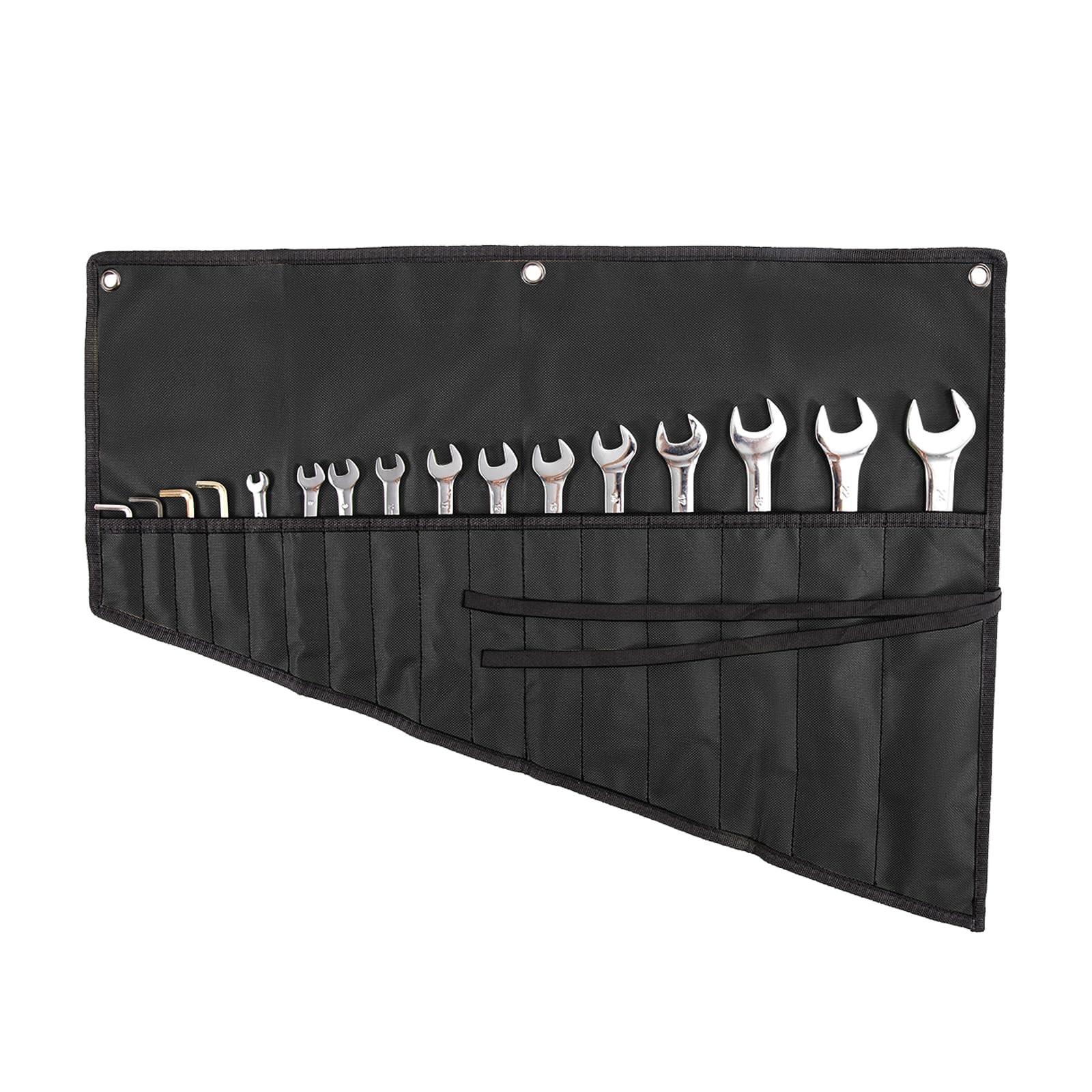 Wrench Roll Up Pouch – 16 Slot Heavy Duty Canvas Tool Organizer – Portable with