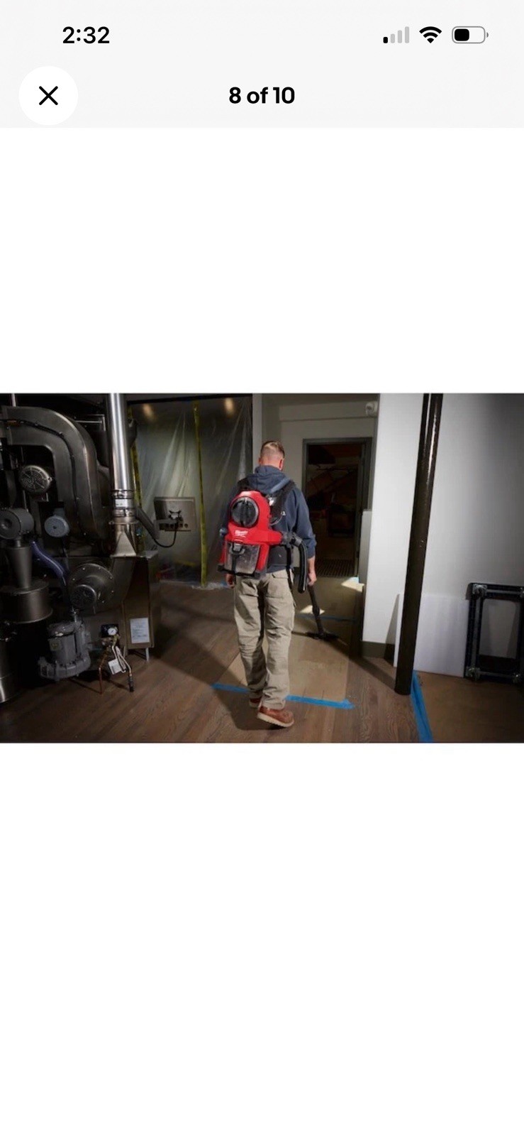Milwaukee Tool 0895-20 Backpack Vacuum, 18 In H, 16 Lb