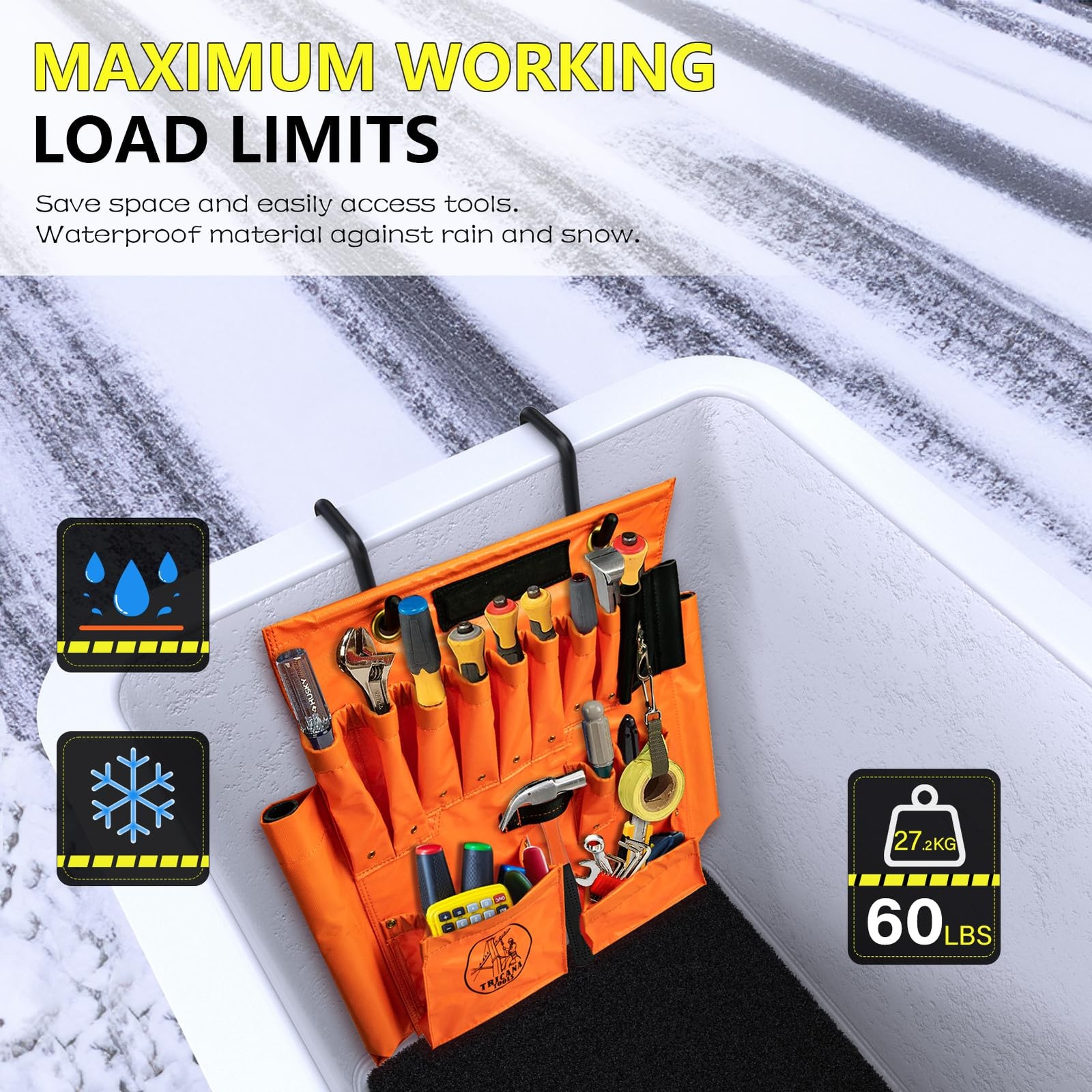 Lineman Aerial Apron Bucket Truck Tool Organizer 16 Pockets 2 Bucket Hooks