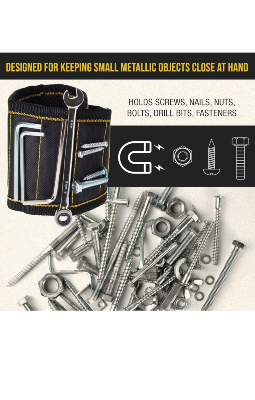 Magnetic Wristband Tool Belt with 8 Strong Magnets for Holder Holding Screws