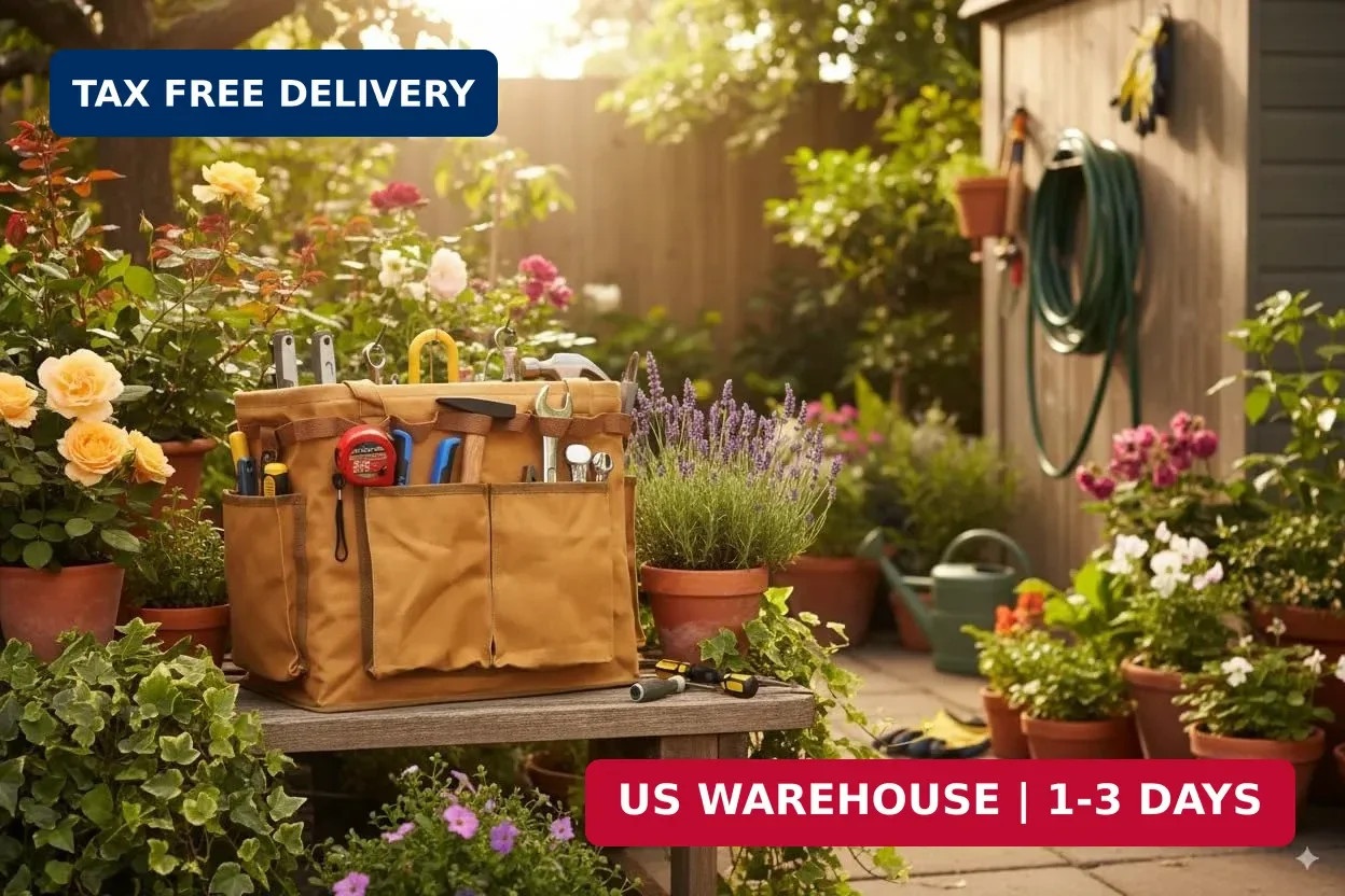 Water Resistant Gardening Tool Bag with Handles – 6 Pockets Utility Self-Standin
