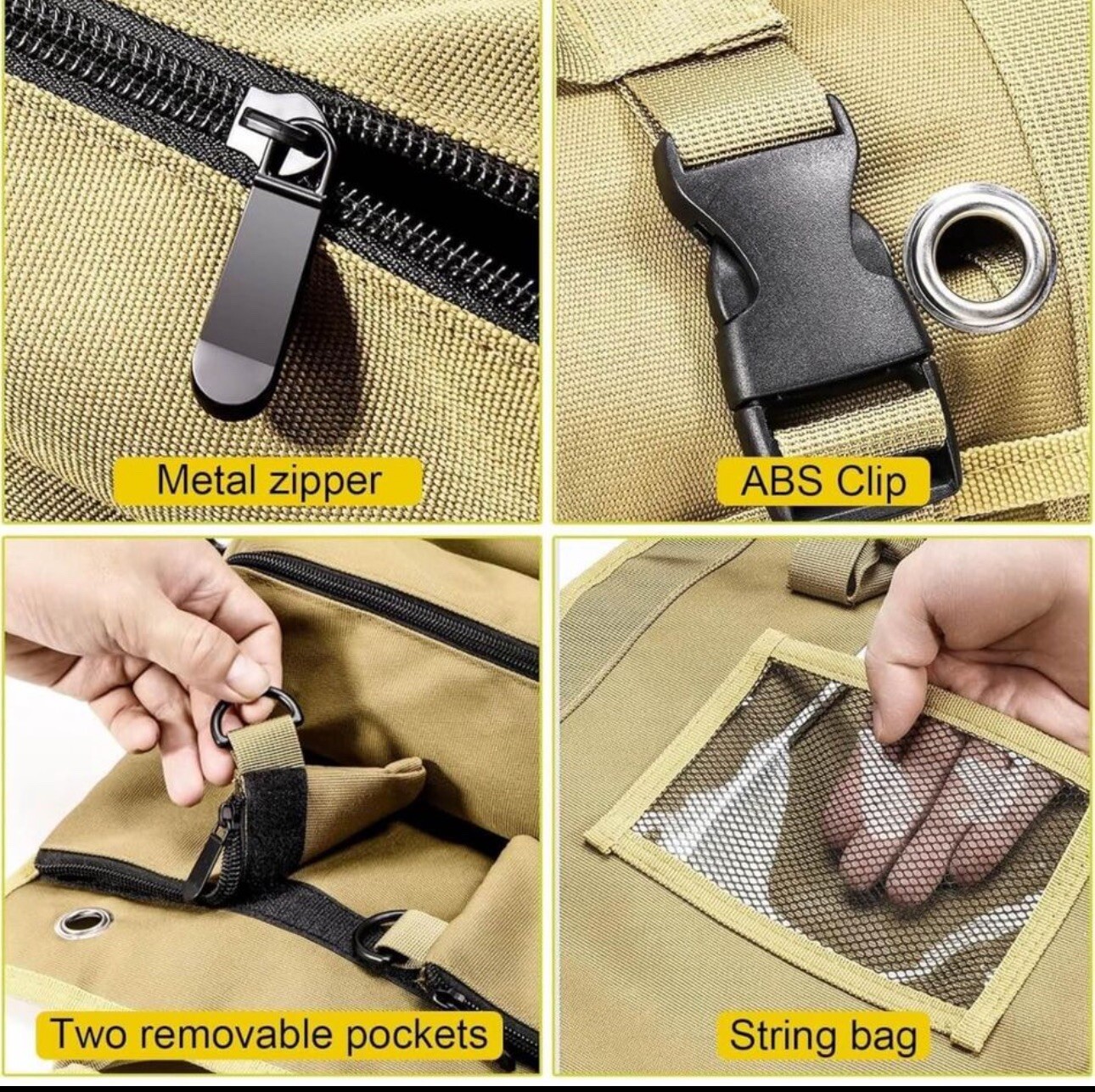 Heavy Duty Roll Up Tool Bag Tool Pouches Tool Bag Organizer W/ 6 Pockets