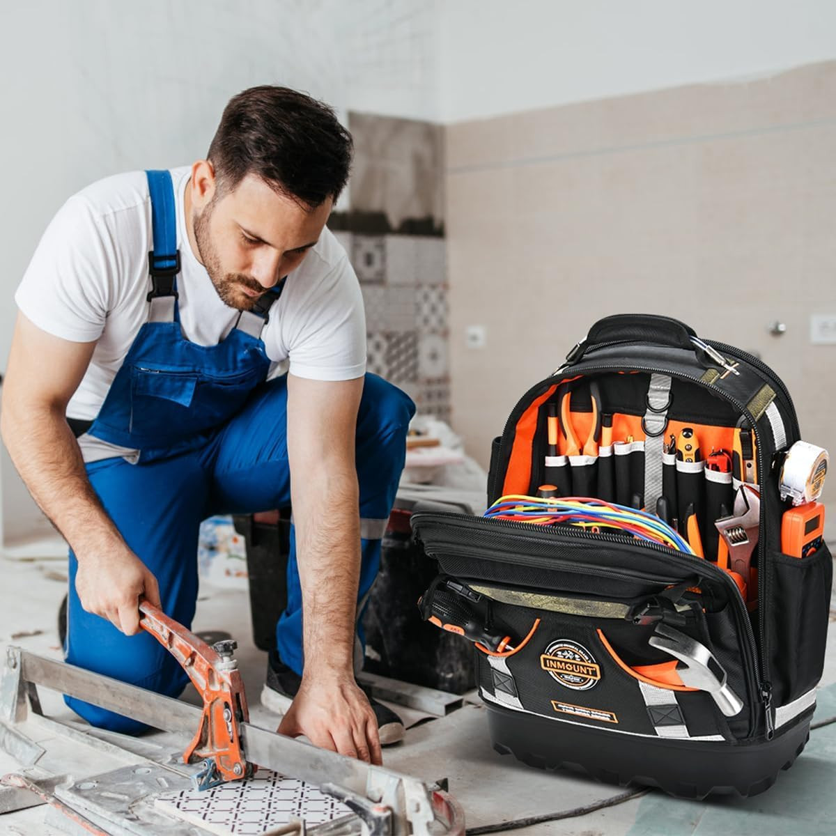 Heavy Duty Tool Backpack for Electricians – Durable 1680D Organizer with Lock