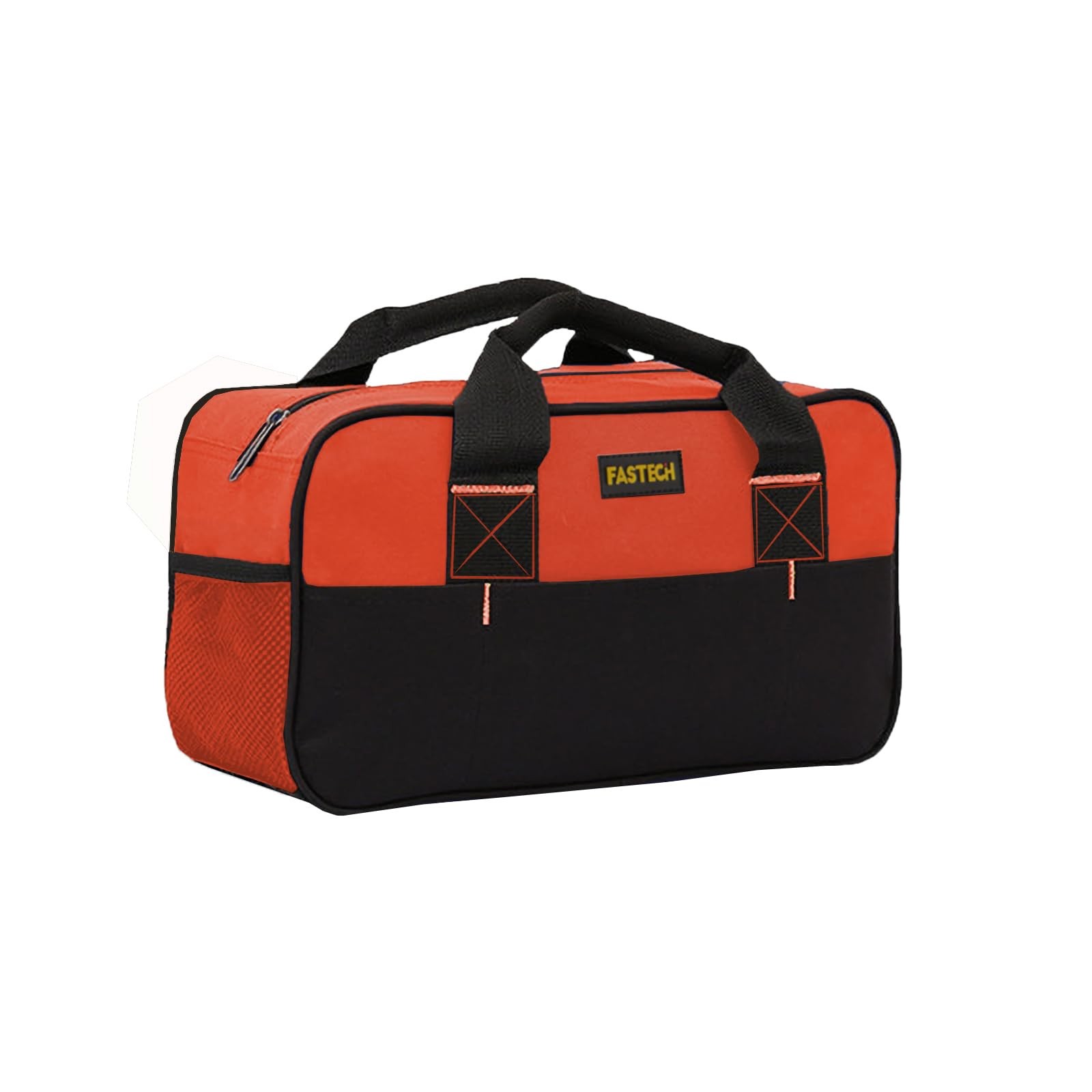 FASTECH 14 Inch Small Tool Tote Bag, Wide Mouth Zipper Orange, Orange