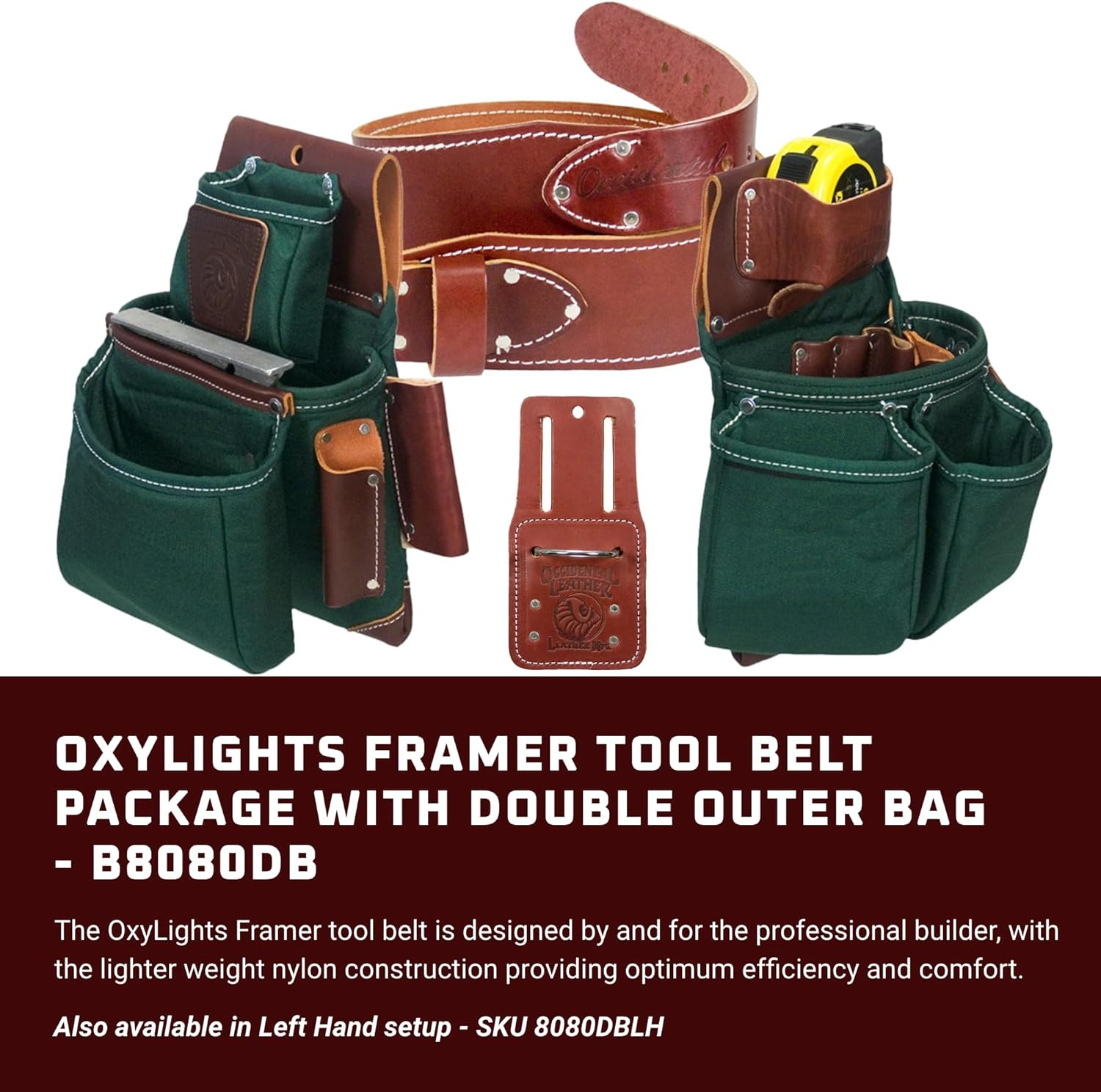 Oxylights XL Tool Belt – 22 Pockets & Double Outer Bag in Green