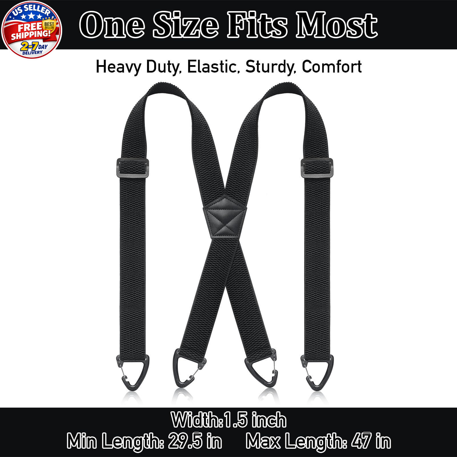 Heavy Duty X Back Suspenders for Men Women Adjustable Work Braces 1.5in