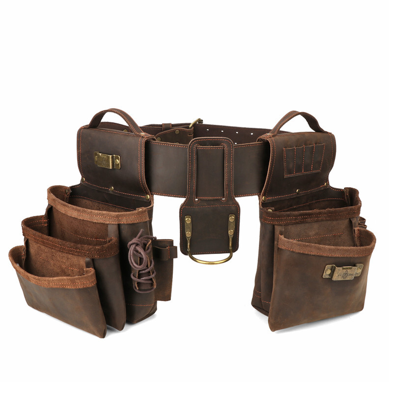 TOURBON Heavy Duty Tool Belt Pouch for Electricians Carpenter Contractor Leather