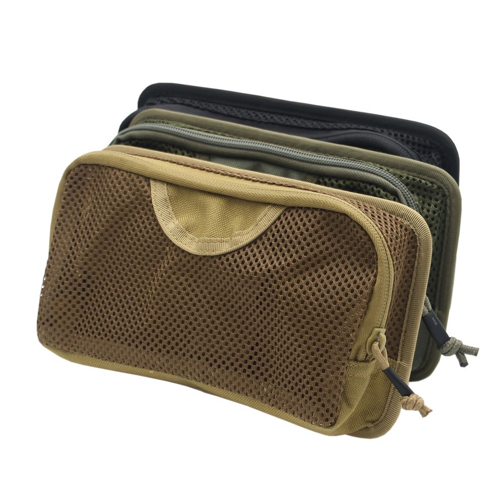 Outdoor mesh tool organizer with zipper and hook loop for backpack expansion