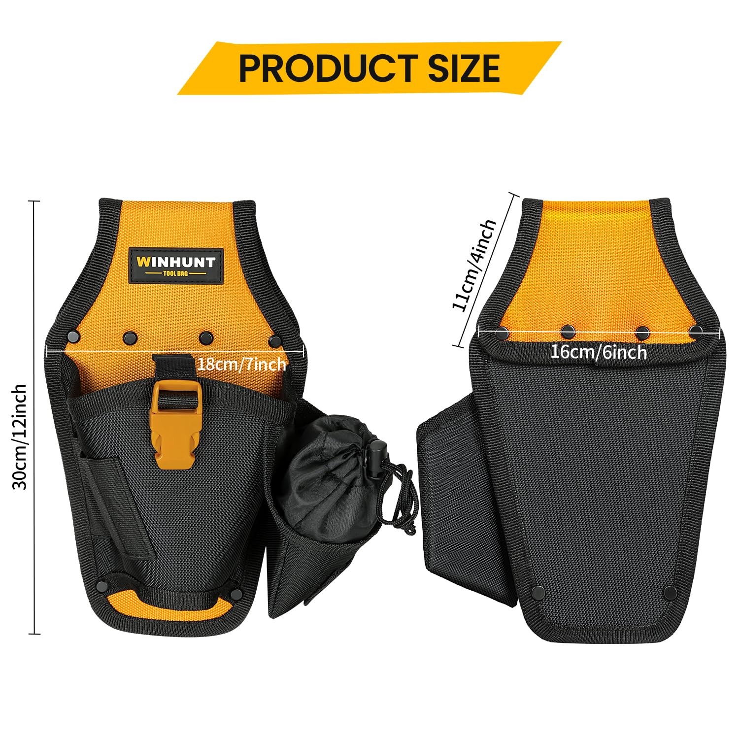 Drill Holster Tool Belt, 12x 7 inches, Black and Yellow, Heavy-Duty Tool Bag …