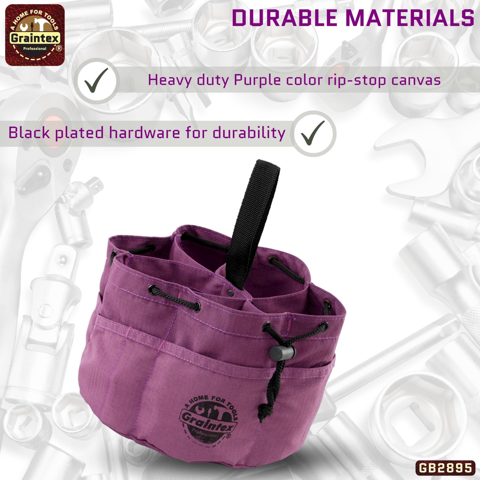 18 Pockets Grab Bag Rip-stop Canvas Drawstring Closure, Small Part Organizer …