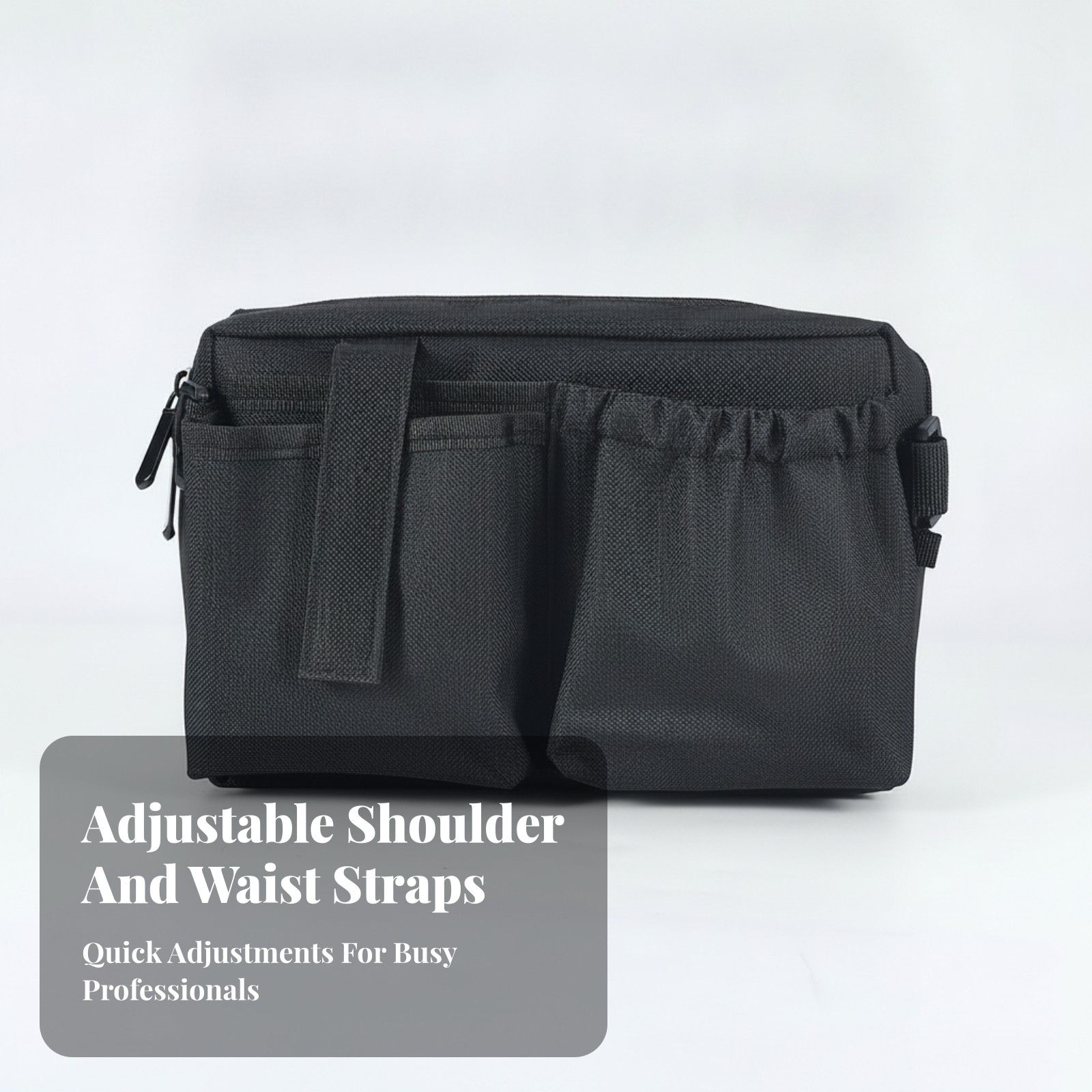 Zippered Tool Waist Bag 600D Oxford Cloth Waist Tool Bag Adjustable Strap