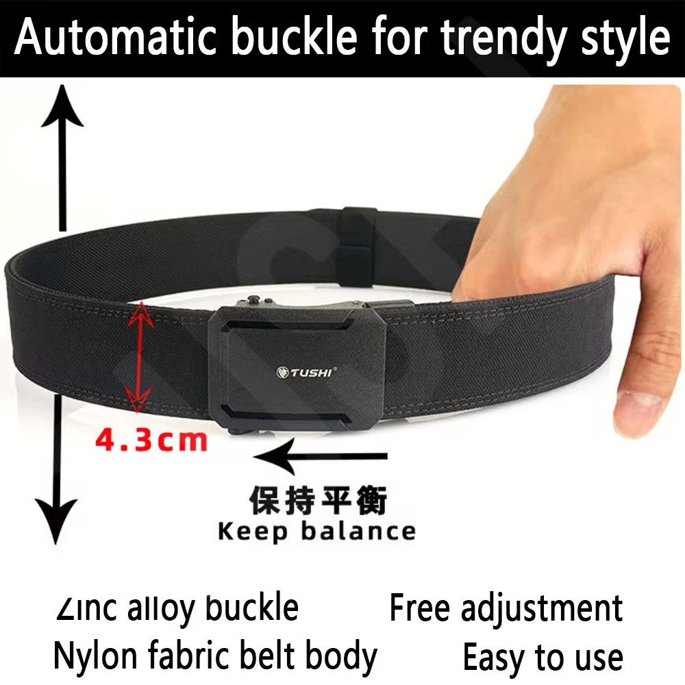 Men’s Tactical Belt Nylon Military Outdoor Automatic Buckle Heavy Duty 4.3cm