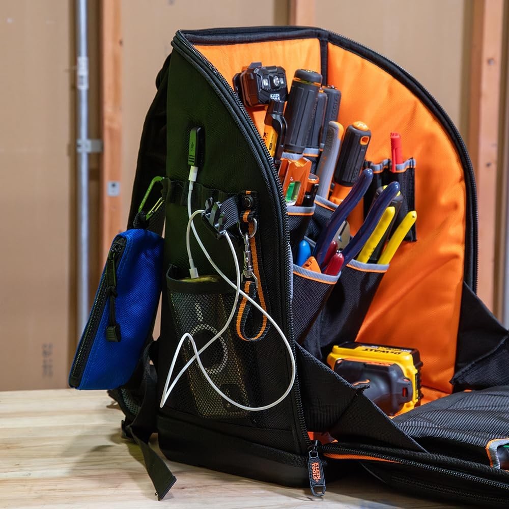 Klein Tools 62482 Tool Backpack, Tool-Station Pro Black/Gray/Orange
