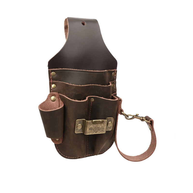 TOURBON Leather Holster Tape Electrician Thong Loop Tool Pouch 5 in1 Belt Holder
