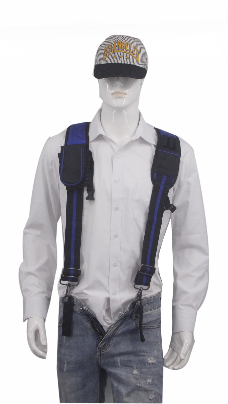 Heavy Duty Tool Belt Suspenders Men 3 Point Padded Attachment Loops