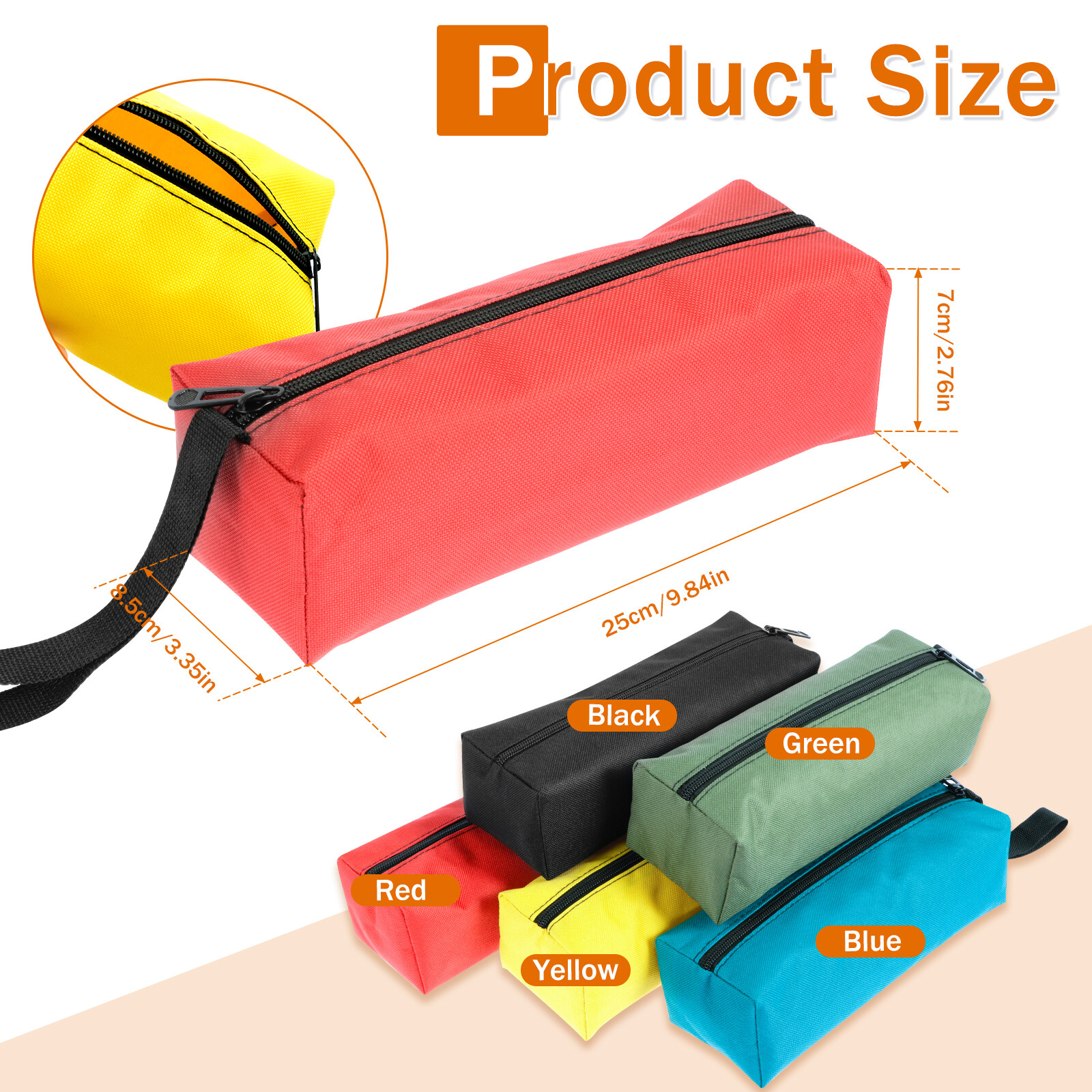 5PCS Canvas Tool Pouch Bags Zipper Small Multipurpose Pouch Heavy Duty Organizer