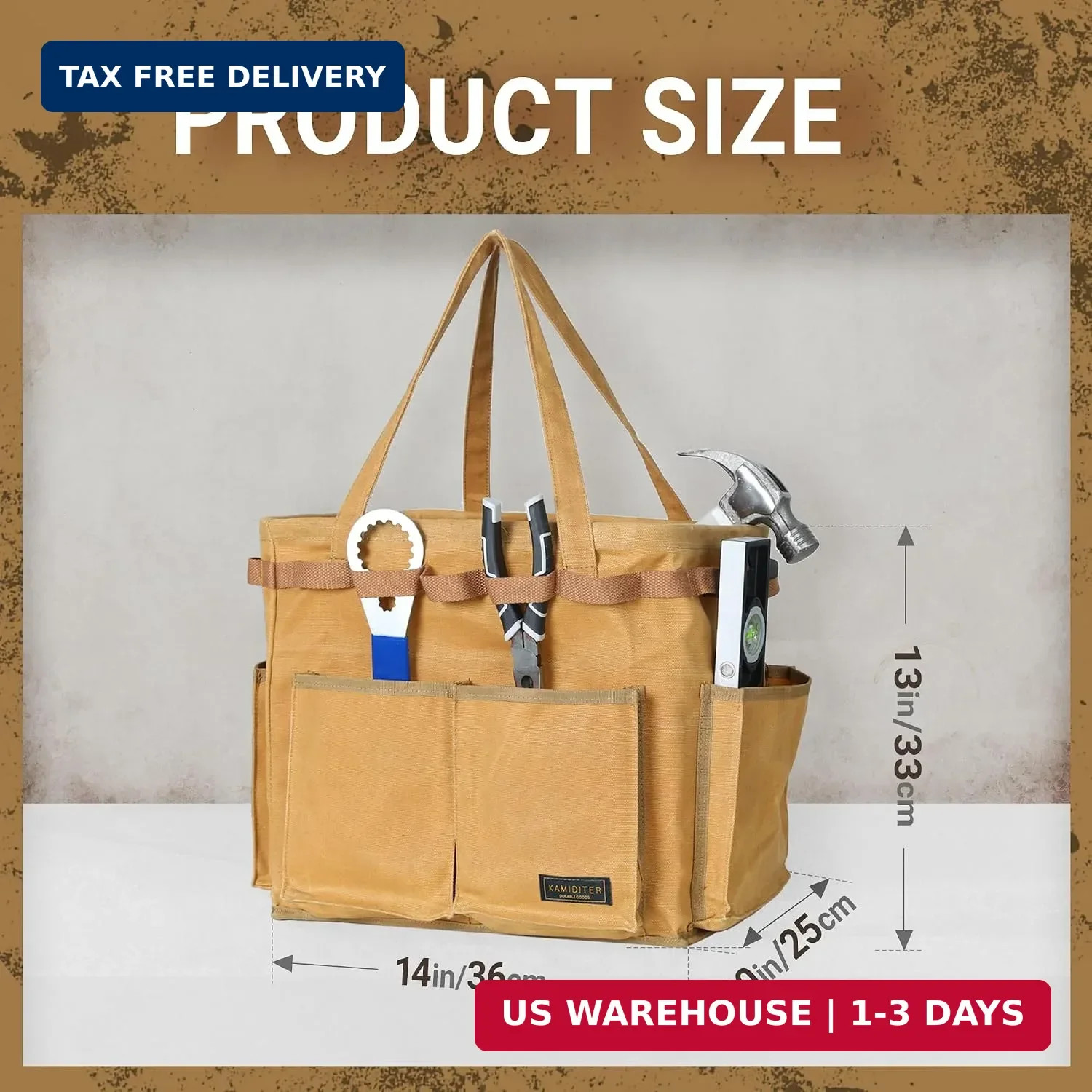Water Resistant Gardening Tool Bag with Handles – 6 Pockets Utility Self-Standin