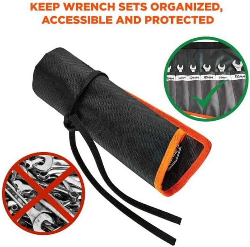 Arsenal 5873 14-Pocket Wrench Roll-Up Pouch for Short & Tall Tools