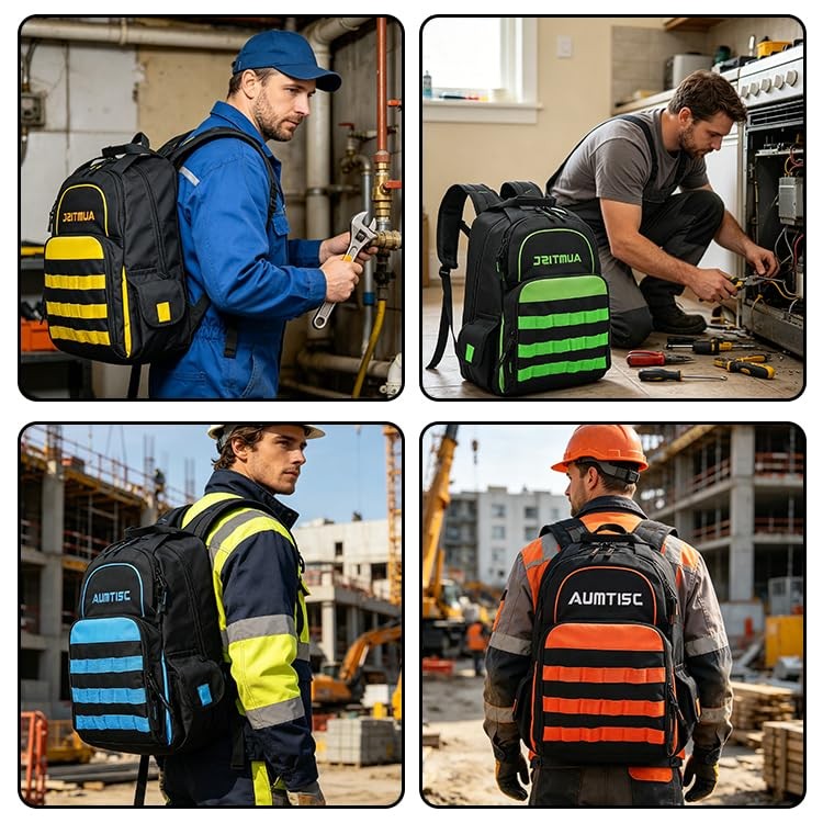 Stahlusdick Heavy Duty Tool Backpack Bags Large 11 x 9 x 16 inches, Green